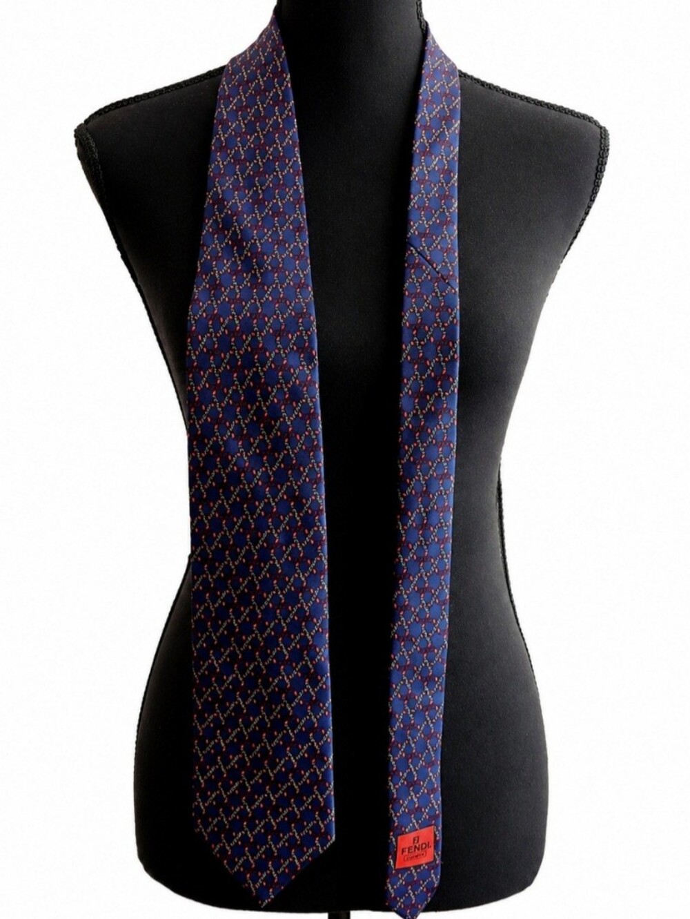 Fendi Navy Blue Silk Neck Tie